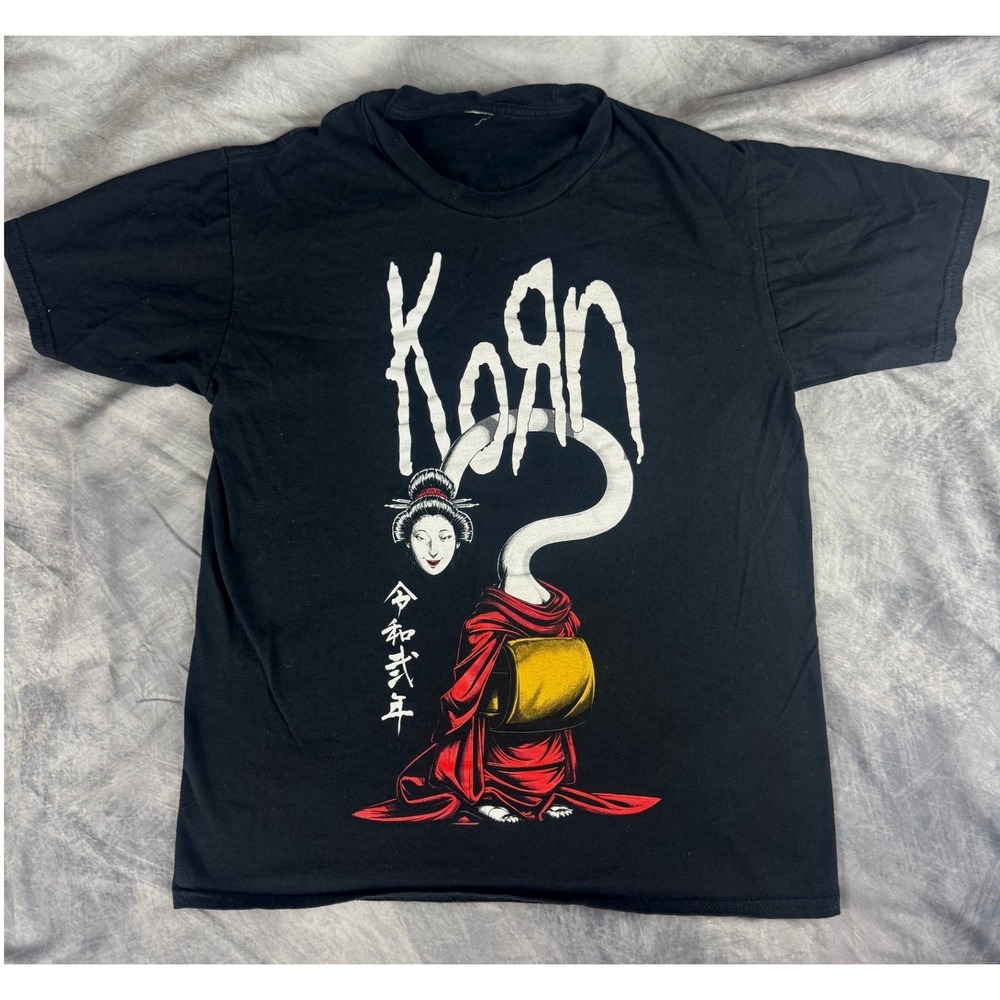Korn Shirt Mens Small Black Japanese Geisha Reiwa 2020 Band Tee Nu Metal